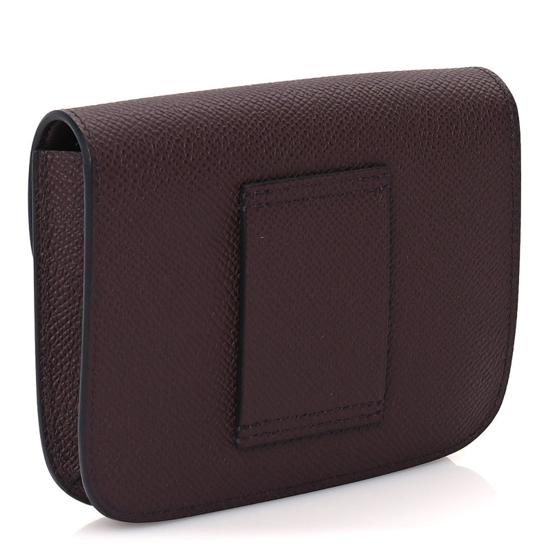  Hermes Epsom Enamel Constance Slim Wallet  Rouge Sellier Framboise