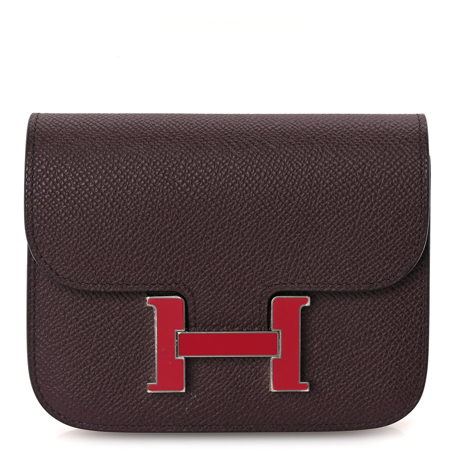 Hermes Epsom Enamel Constance Slim Wallet  Rouge Sellier Framboise Image 7