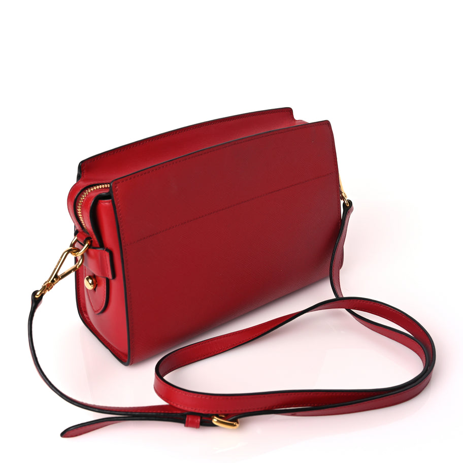 Prada Saffiano Soft Calfskin Esplanade Crossbody Bag Fuoco Image 2