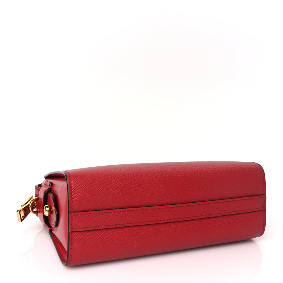 Prada Saffiano Soft Calfskin Esplanade Crossbody Bag Fuoco Image 3