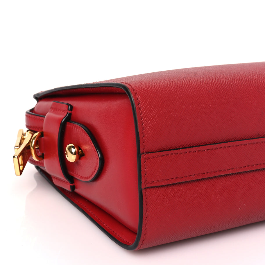 Prada Saffiano Soft Calfskin Esplanade Crossbody Bag Fuoco Image 7