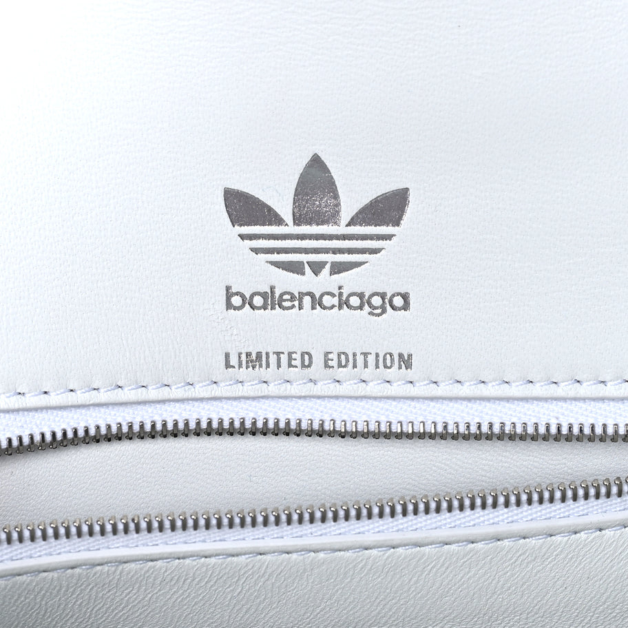 Balenciaga X ADIDAS Shiny Box Calfskin Small Hourglass Top Handle Bag  Off White Black Image 4