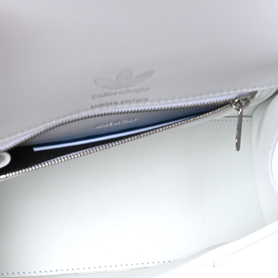 Balenciaga X ADIDAS Shiny Box Calfskin Small Hourglass Top Handle Bag  Off White Black Image 5