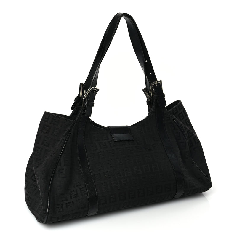  Fendi Zucchino Vitello Shoulder Bag Black