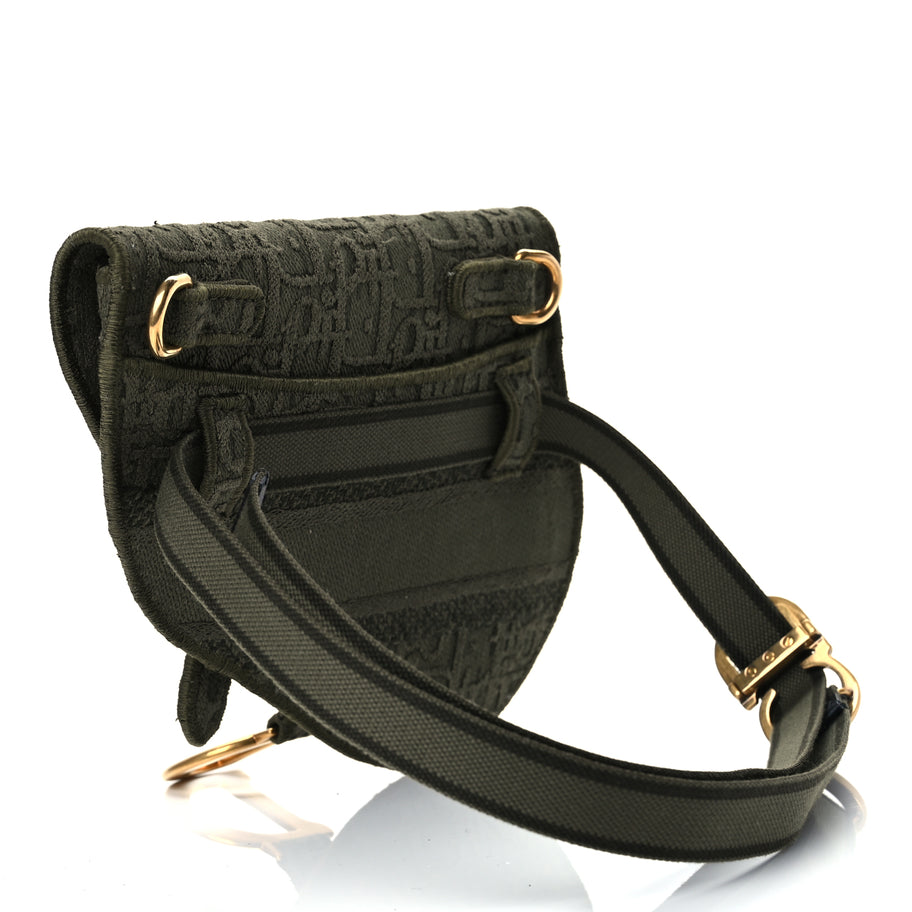 Christian Dior Oblique Embroidered Saddle Belt Pouch Green Image 2