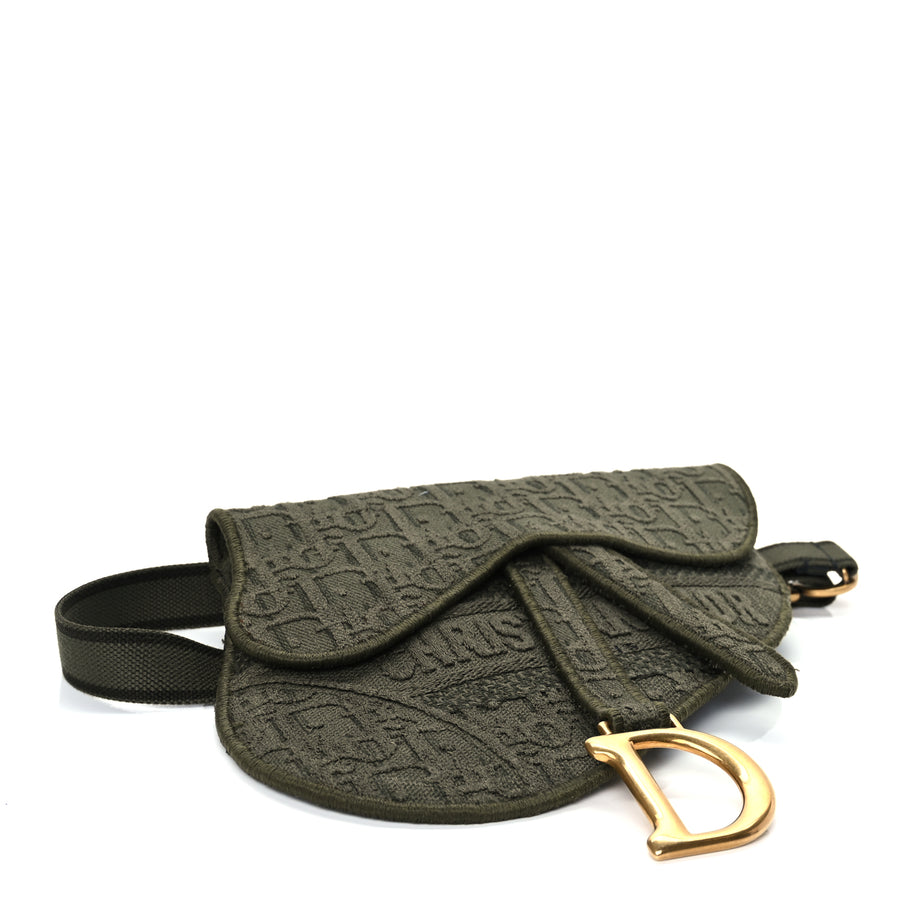 Christian Dior Oblique Embroidered Saddle Belt Pouch Green Image 3