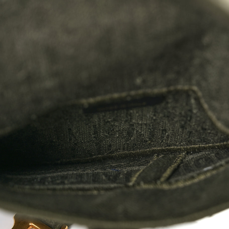 Christian Dior Oblique Embroidered Saddle Belt Pouch Green Image 4