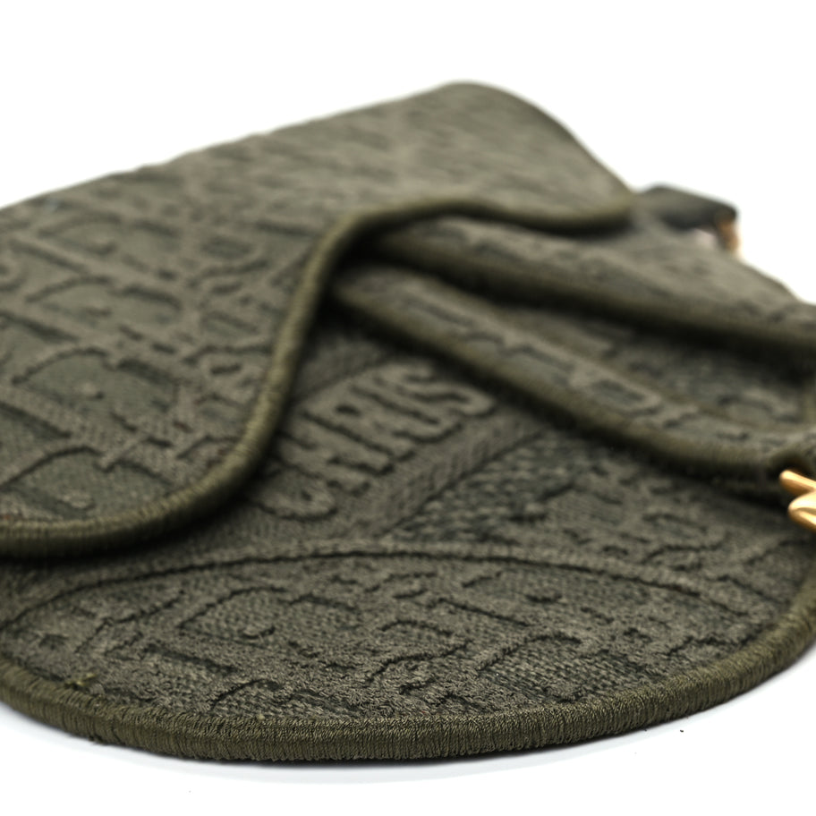 Christian Dior Oblique Embroidered Saddle Belt Pouch Green Image 8