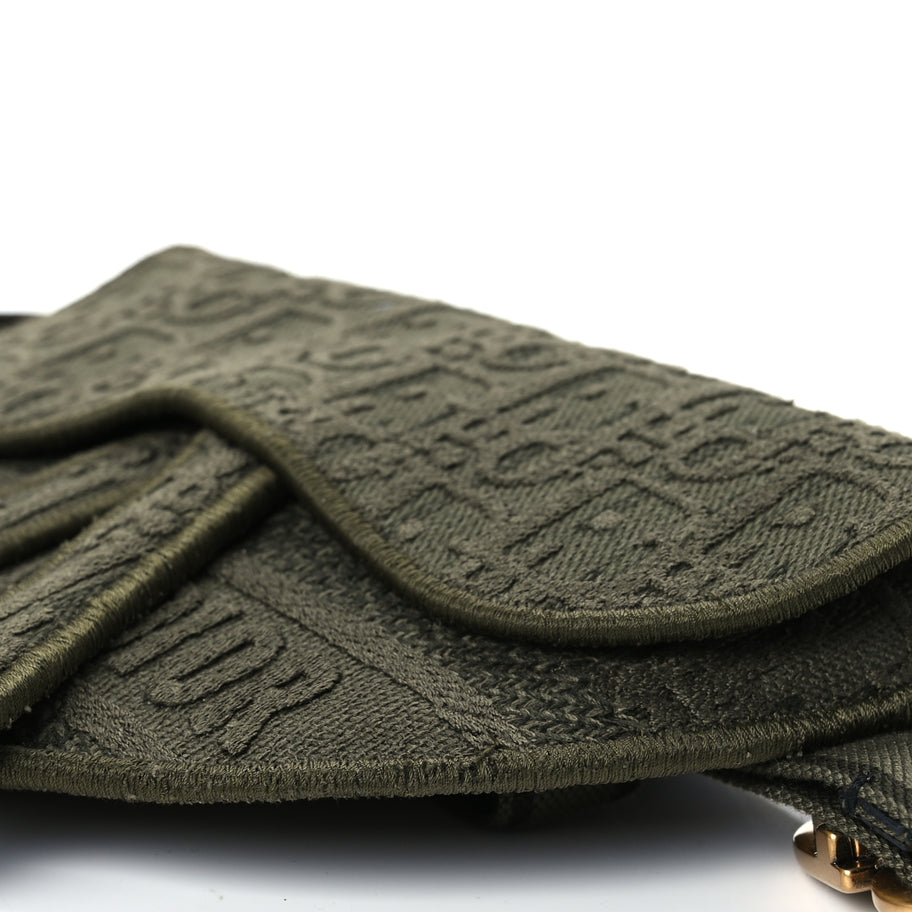 Christian Dior Oblique Embroidered Saddle Belt Pouch Green Image 9