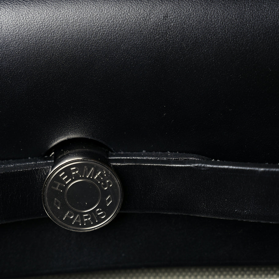 Hermes Military Toile Vache Hunter Herbag a Dos Zip Retourne Backpack Vert De Gris Black Image 6