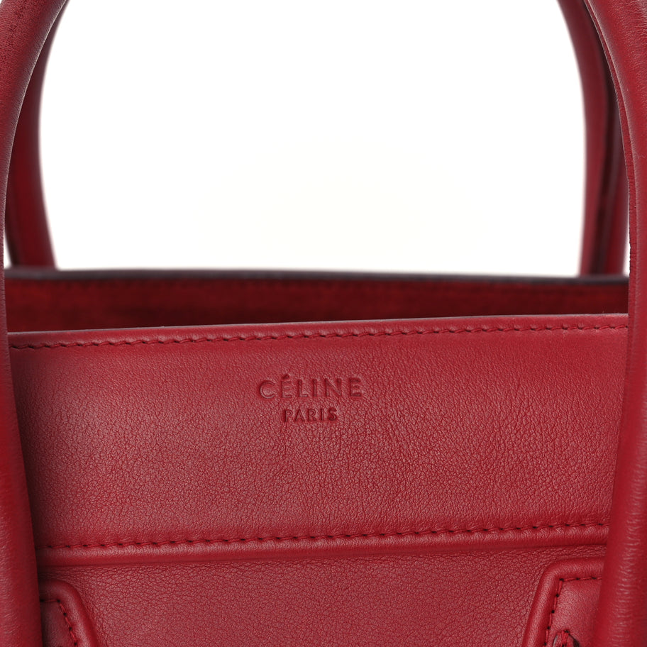 Celine Supple Calfskin Medium Phantom Luggage  Red Image 6