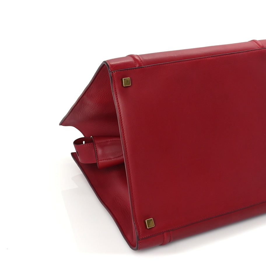 Celine Supple Calfskin Medium Phantom Luggage  Red Image 7