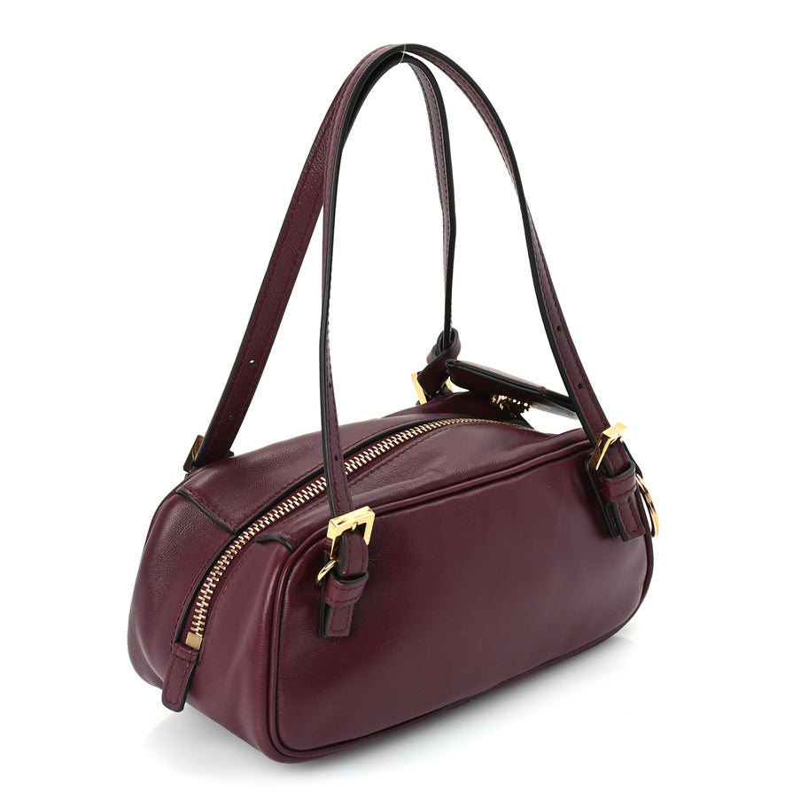 Versace Lambskin Mini Tag Bowling Bag Burgundy Image 2