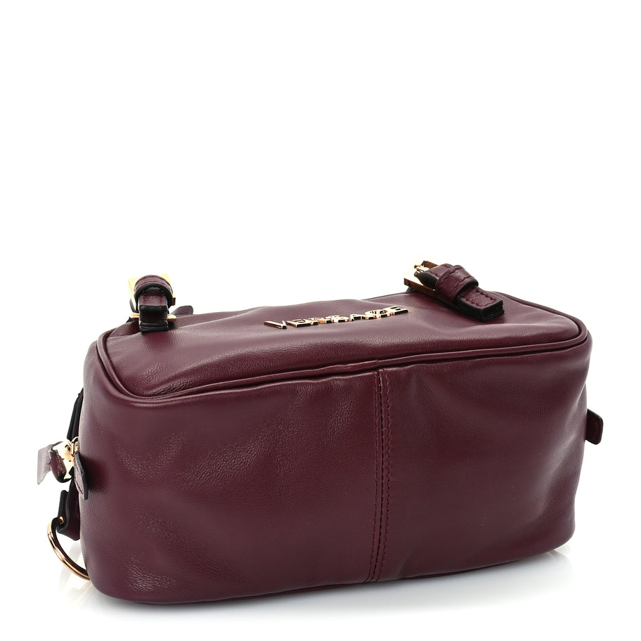 Versace Lambskin Mini Tag Bowling Bag Burgundy Image 3