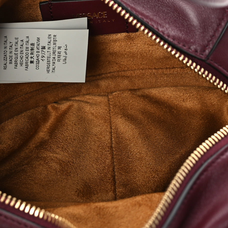 Versace Lambskin Mini Tag Bowling Bag Burgundy Image 4