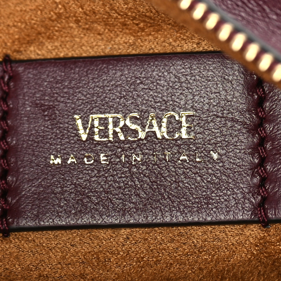 Versace Lambskin Mini Tag Bowling Bag Burgundy Image 5
