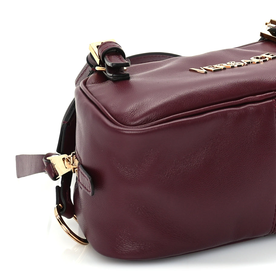 Versace Lambskin Mini Tag Bowling Bag Burgundy Image 7