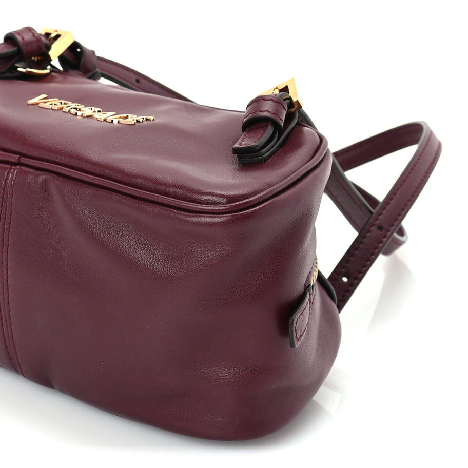 Versace Lambskin Mini Tag Bowling Bag Burgundy Image 8