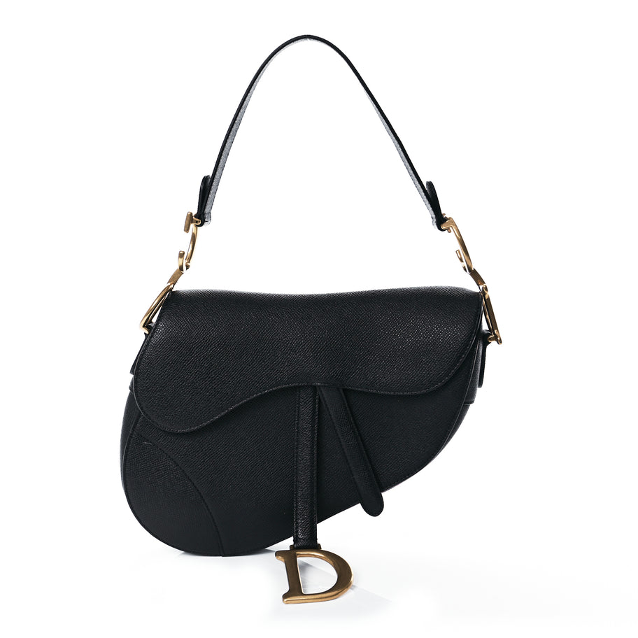 Christian Dior Grained Calfskin Saddle Bag Black Image 1
