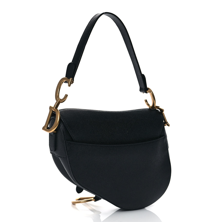 Christian Dior Grained Calfskin Saddle Bag Black Image 2