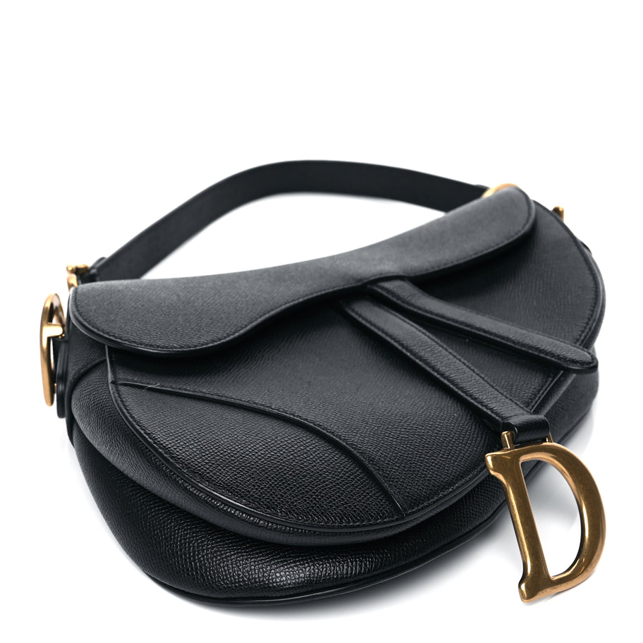 Christian Dior Grained Calfskin Saddle Bag Black Image 3