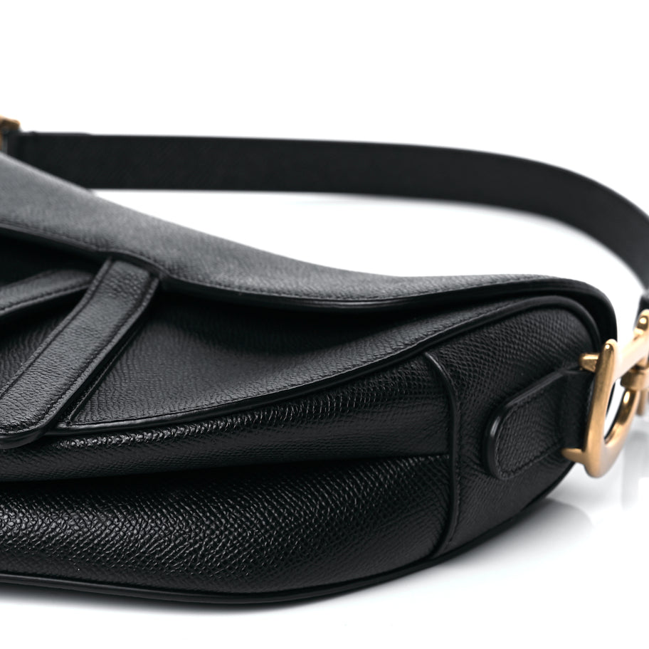 Christian Dior Grained Calfskin Saddle Bag Black Image 9