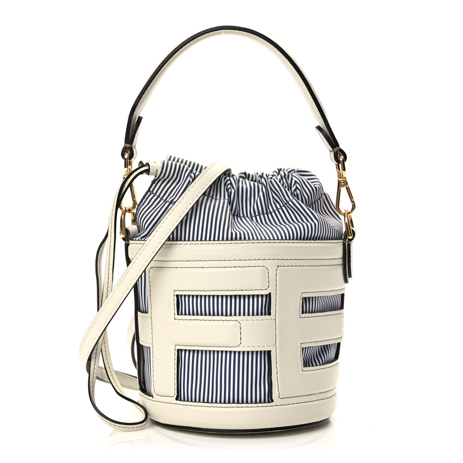 Fendi Fabric Jacquard Vitello Grace Striped Mini Step Out Rice Mirto Image 1