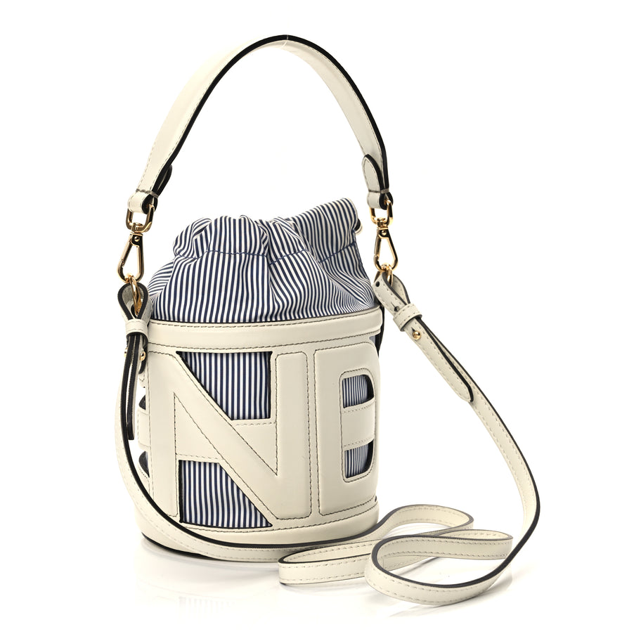 Fendi Fabric Jacquard Vitello Grace Striped Mini Step Out Rice Mirto Image 2