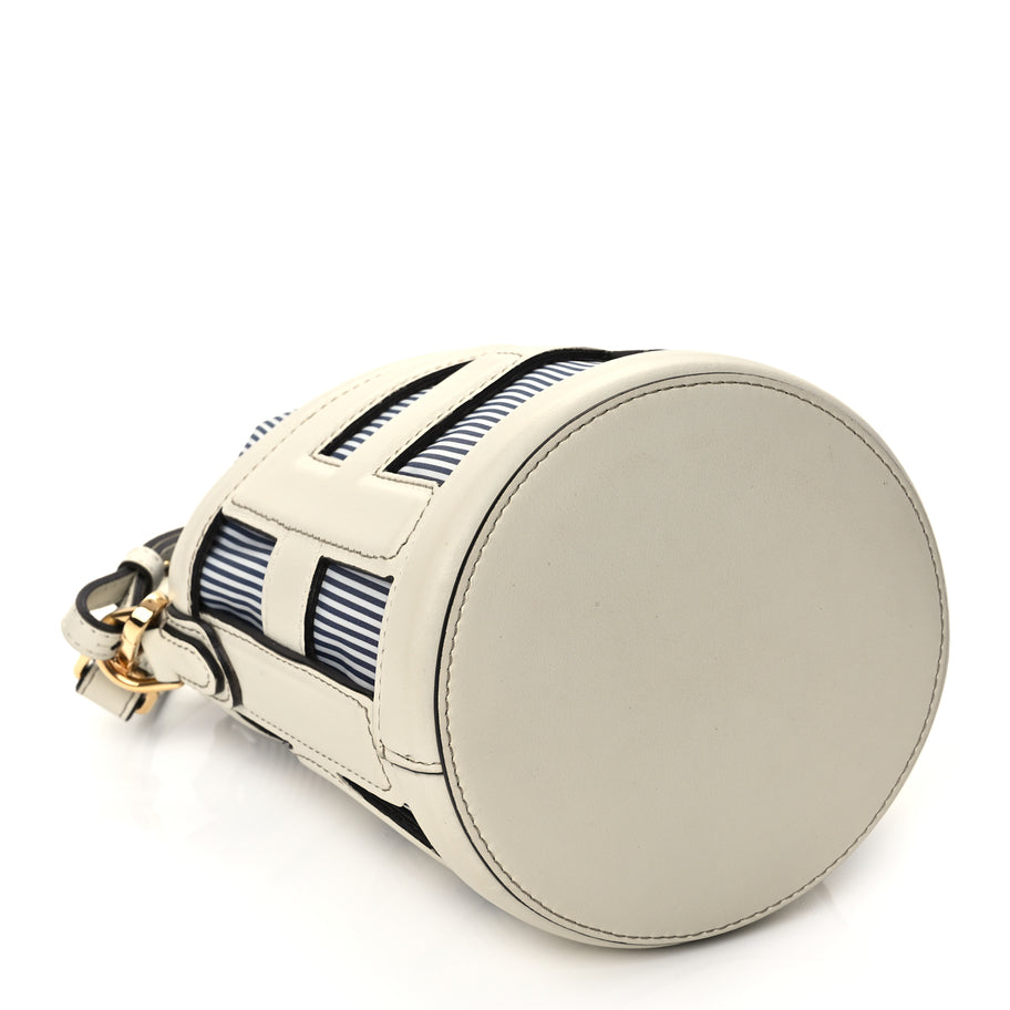 Fendi Fabric Jacquard Vitello Grace Striped Mini Step Out Rice Mirto Image 3