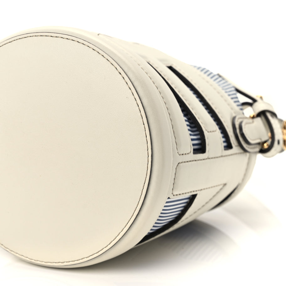 Fendi Fabric Jacquard Vitello Grace Striped Mini Step Out Rice Mirto Image 8