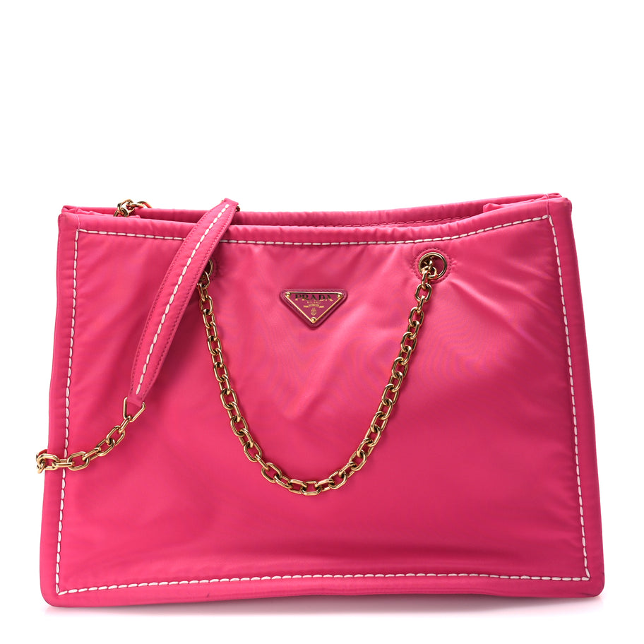 Prada Tessuto Nylon Chain Tote  Fuxia Image 1