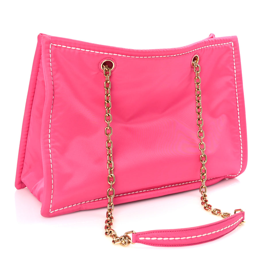 Prada Tessuto Nylon Chain Tote  Fuxia Image 2
