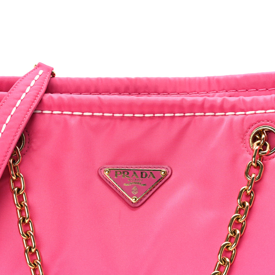 Prada Tessuto Nylon Chain Tote  Fuxia Image 6