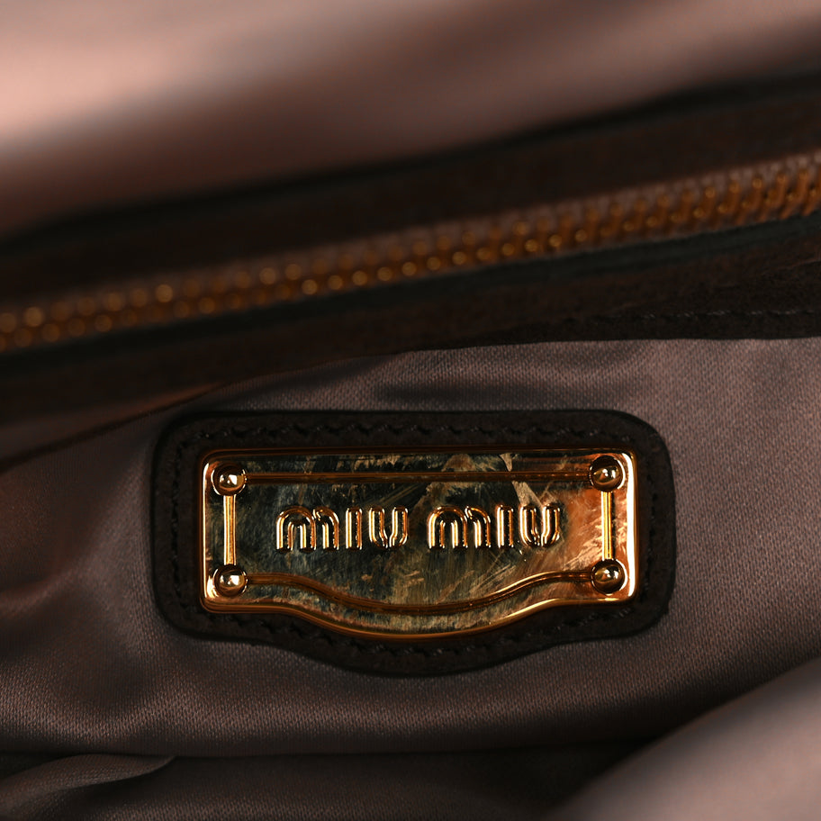 Miu Miu Camoscio Suede Kiss Lock Clutch Cacao Image 5