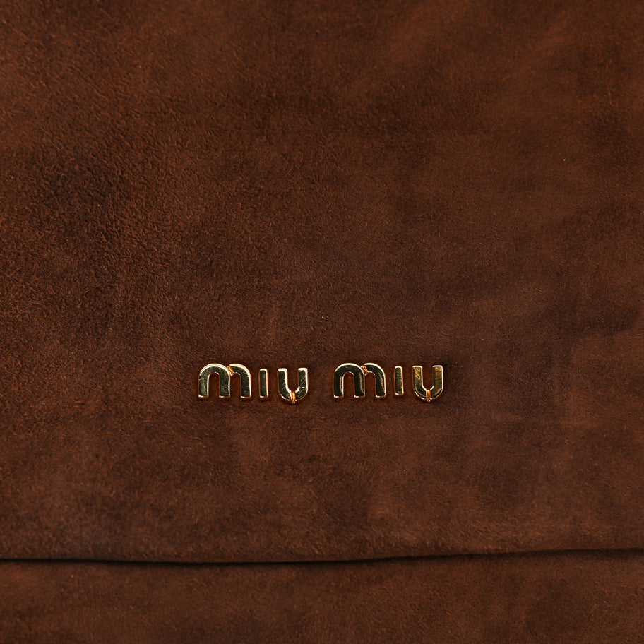Miu Miu Camoscio Suede Kiss Lock Clutch Cacao Image 6