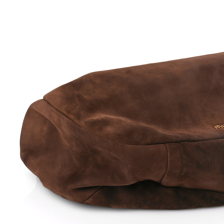 Miu Miu Camoscio Suede Kiss Lock Clutch Cacao Image 7