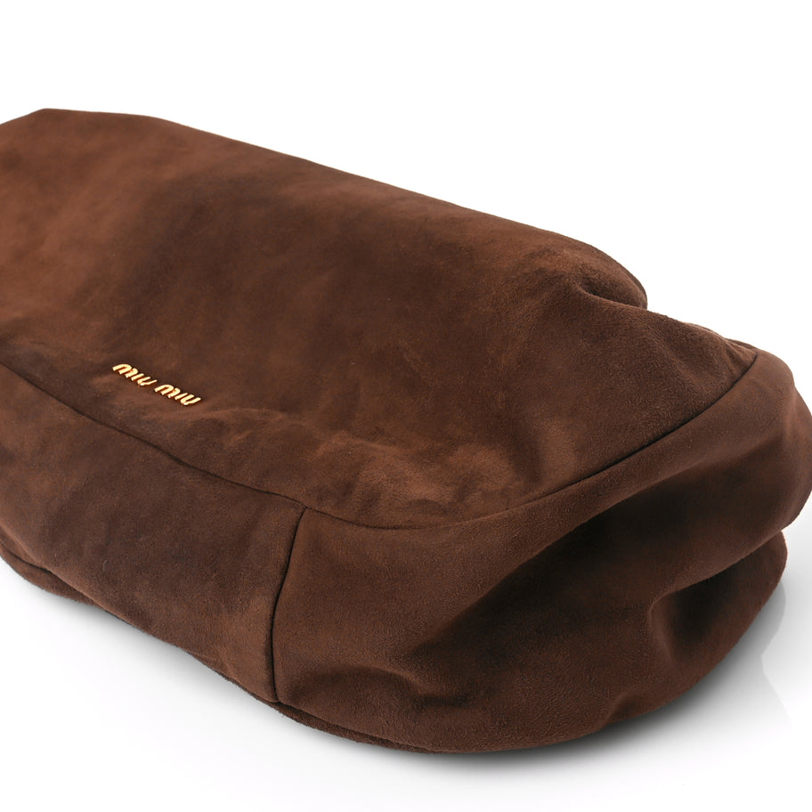 Miu Miu Camoscio Suede Kiss Lock Clutch Cacao Image 8