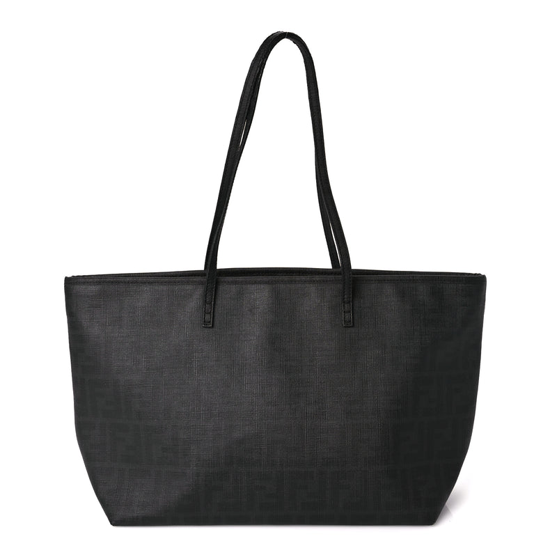  Fendi Zucca Spalmati Small Roll Tote Black