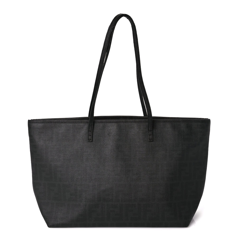 Fendi Zucca Spalmati Small Roll Tote Black Image 1