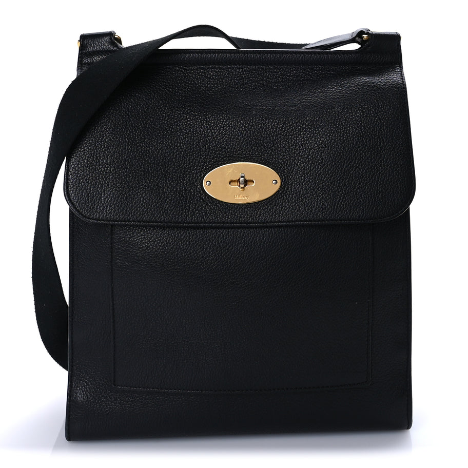 Mulberry Natural Grain Calfskin Antony Messenger Crossbody  Black Image 1