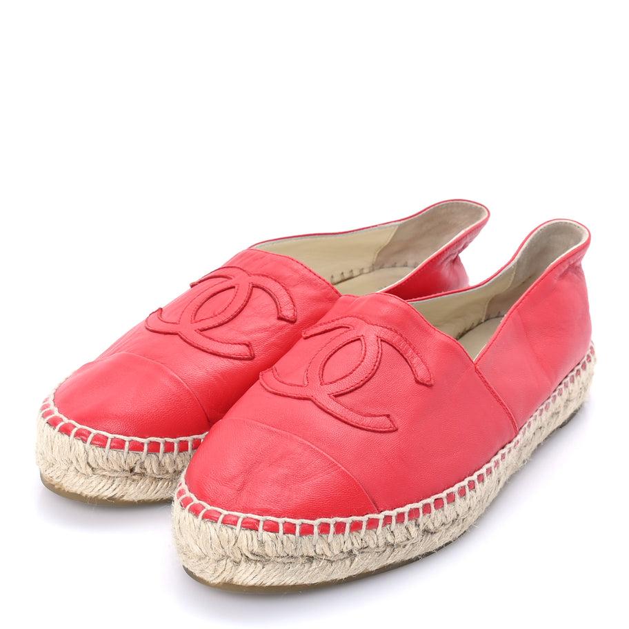 Chanel Lambskin CC Espadrilles 37  Red Image 2