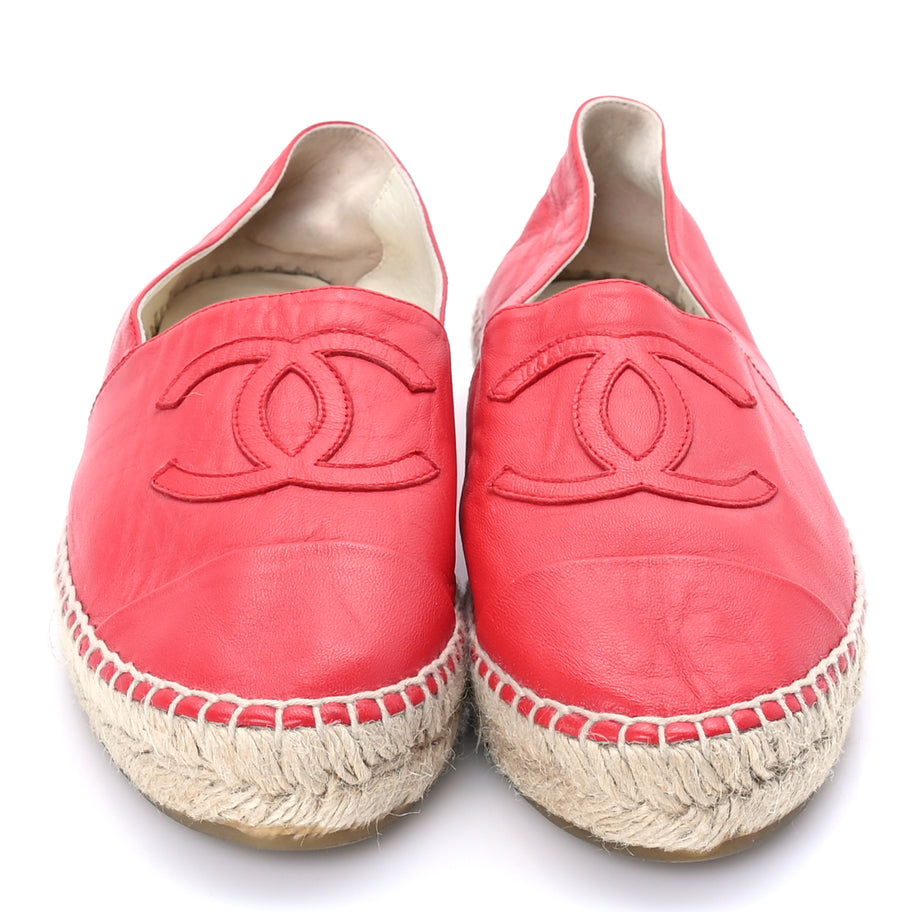 Chanel Lambskin CC Espadrilles 37  Red Image 3
