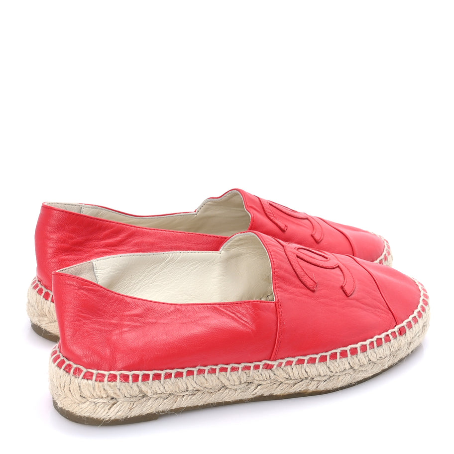 Chanel Lambskin CC Espadrilles 37  Red Image 4