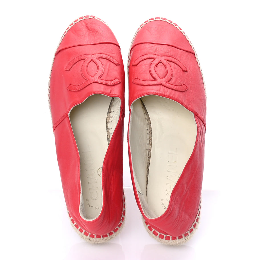 Chanel Lambskin CC Espadrilles 37  Red Image 5