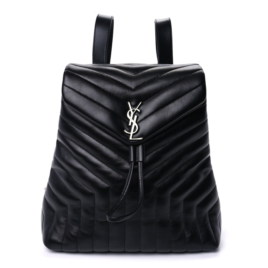 Saint Laurent Calfskin Y Quilted Monogram Medium Loulou Backpack  Black Image 1