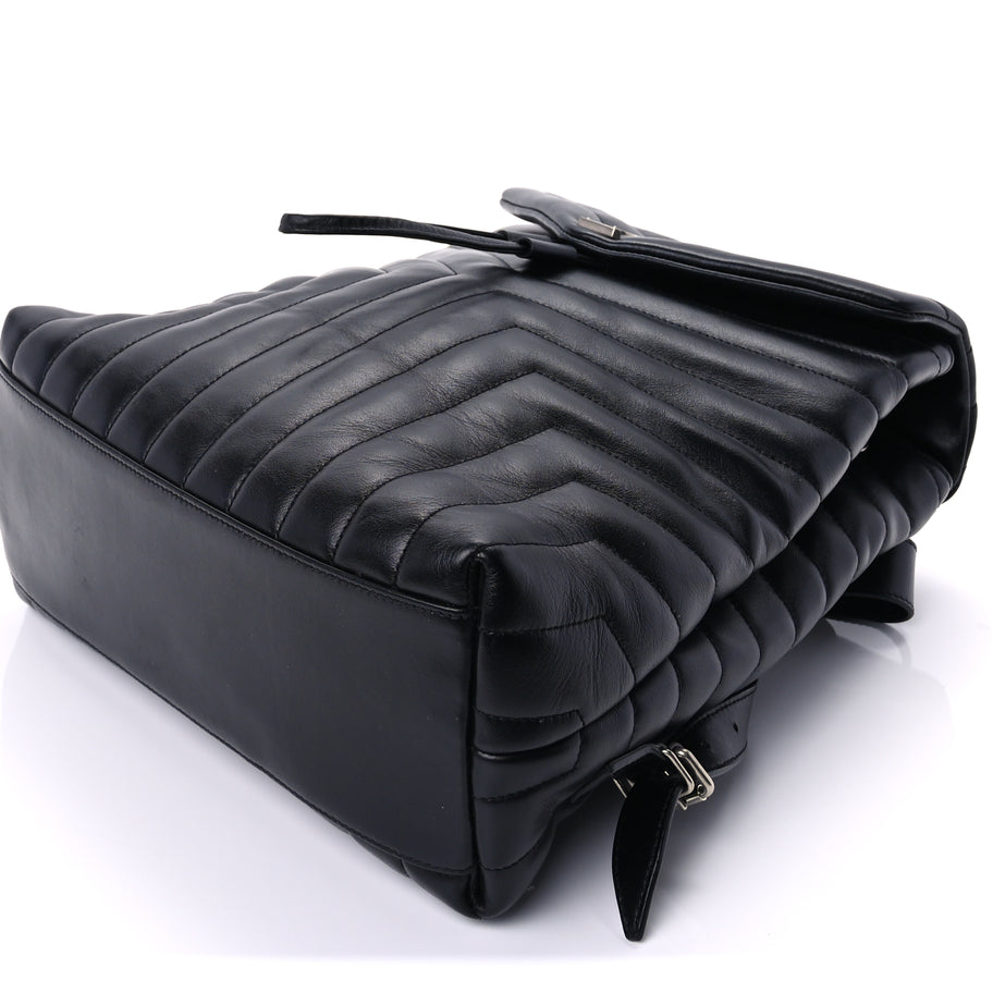 Saint Laurent Calfskin Y Quilted Monogram Medium Loulou Backpack
