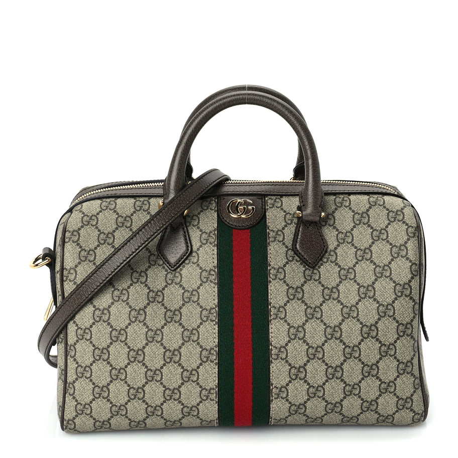 Gucci GG Supreme Monogram Web Large Ophidia Boston Bag Beige Ebony Beige Ebony Image 1