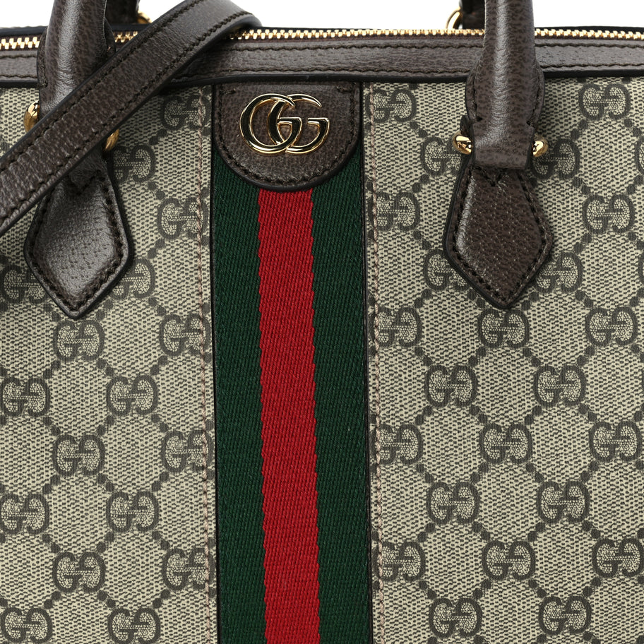 Gucci GG Supreme Monogram Web Large Ophidia Boston Bag Beige Ebony Beige Ebony Image 6