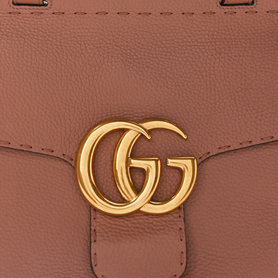 Gucci Calfskin Small GG Marmont Top Handle Bag Rosy Phard Image 6