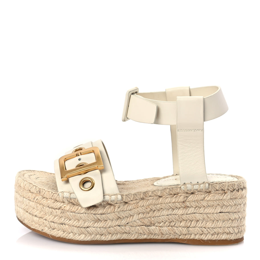 Christian Dior  Calfskin D-Dior Espadrille Platform Sandals 35 Off White Image 1
